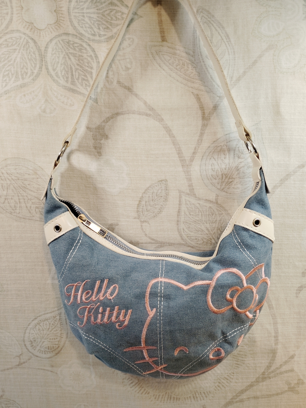 Hello Kitty Light Blue Denim &Pink Logo Shoulder Bag by Sanrio - Picture 2 of 5